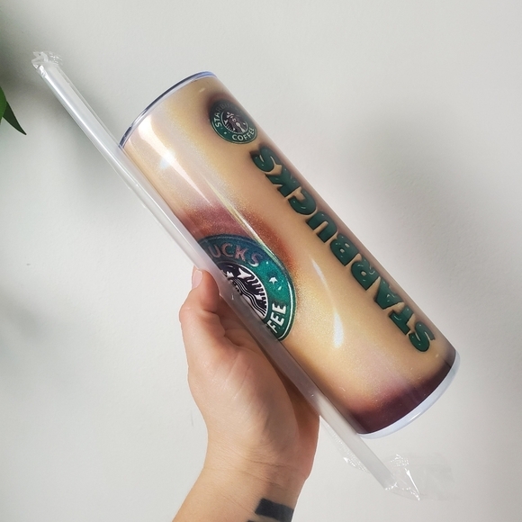 NEW Inspired Starbucks Gold and Brown Tumbler Coffee Tumbler 20oz SS - Picture 6 of 8